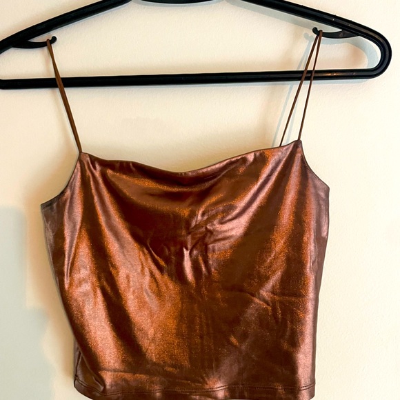 Brown metallic crop top - Picture 1 of 3